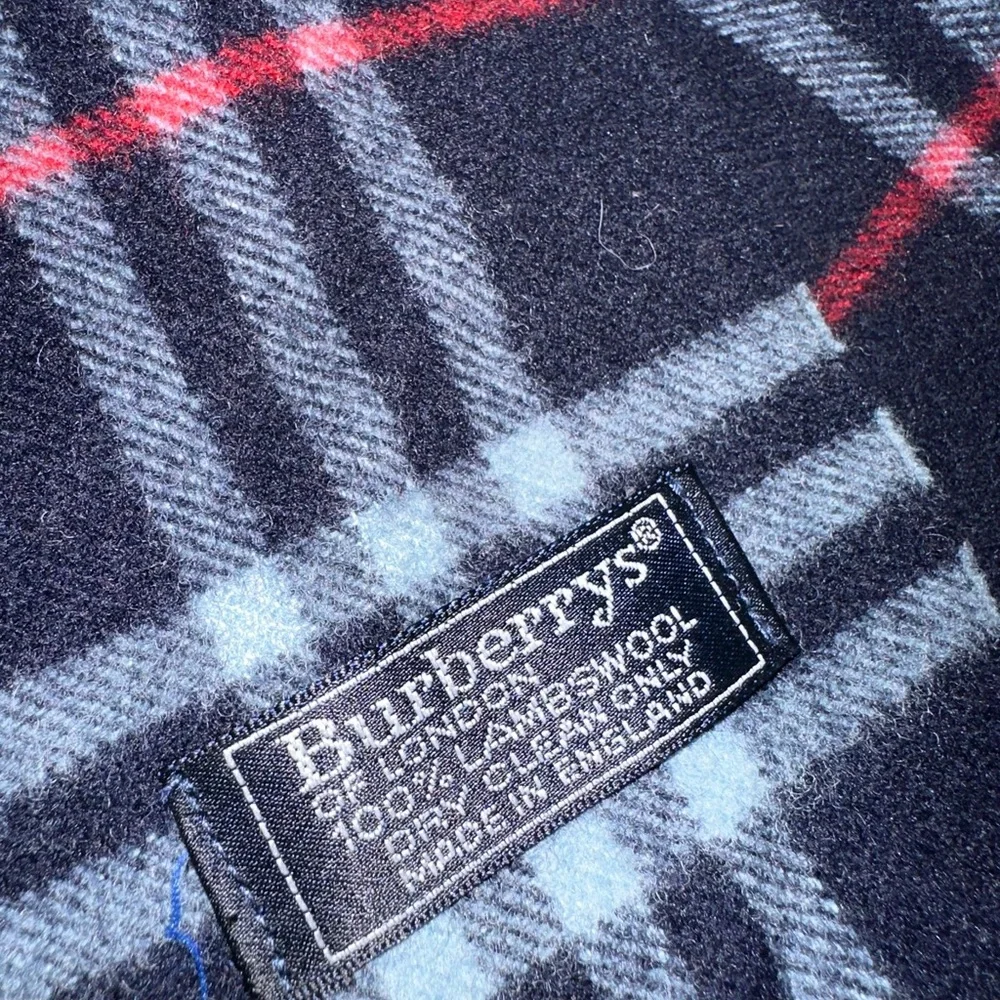 Burberry Navy and Red Plaid Scarf - Picture 1 of 2